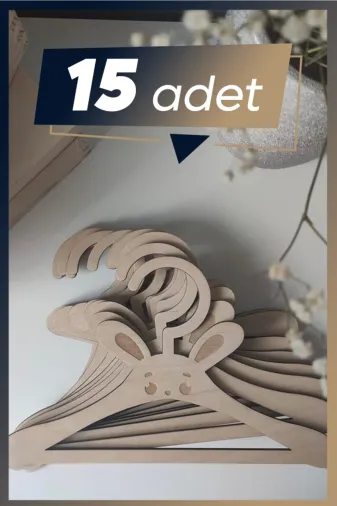 AHWALL AWÇAS04 Ahşap Mdf Çocuk Askısı 15 Adet Sevimli Askılık Bebek Askılığı
