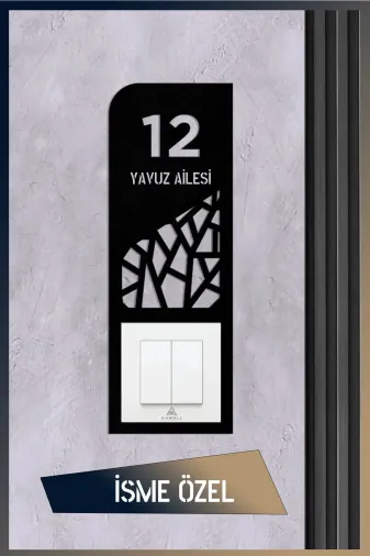 AHWALL AWKP0SPEC İsme Özel Dekoratif Daire Kapı Numarası Zil Priz Çerçevesi