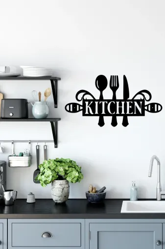 AHWALL AWTEST02 Kitchen Yazılı & Figürlü Dekoratif Ahşap Tablo