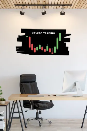 AHWALL BTCPRE01 Crypto Trading Premium Ahşap Mdf Dekoratif Tablo