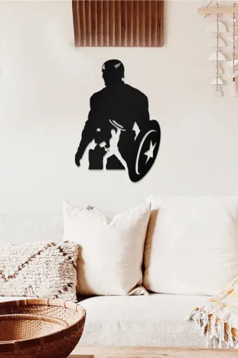 AHWALL OA0002-40 Captain America Temalı Dekoratif Ahşap Tablo