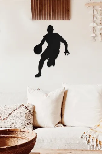 AHWALL OA0002-60 Basketbol Temalı Dekoratif Ahşap Tablo