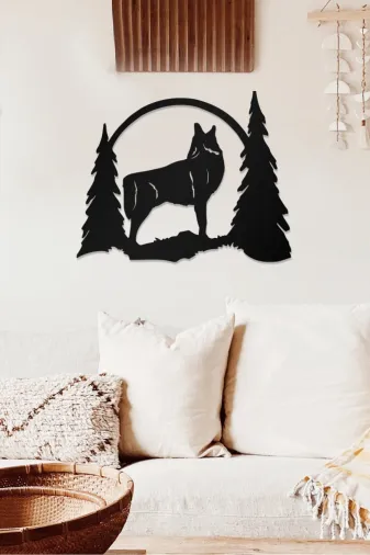 AHWALL WOODWORKING AW00358 Kurt Ve Ağaç Temalı Dekoratif Ahşap Tablo