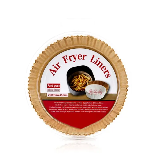 Air fryer için yuvarlak kağıt pişirme kalıbı (20 cm taban, 4.5 cm kenar) 50'li