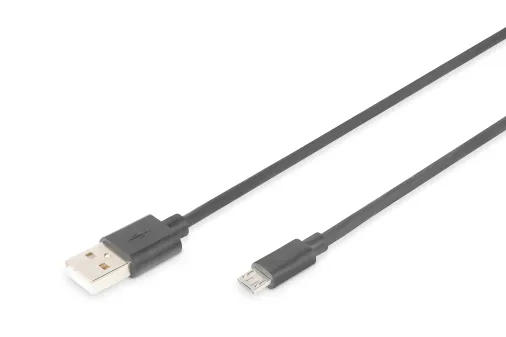 AK-300110-010-S USB 2.0 Bağlantı Kablo, USB A Erkek <> Mikro USB B Erkek, 1 metre, AWG 28, UL, siyah renk
