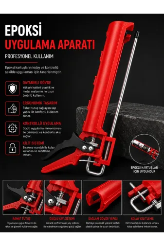 akatsuki Profesyonel Epoksi Tabancası Kartuş Sıkma Tabancası Kırmızı