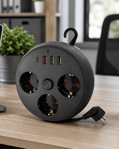 Akım Korumalı Çoklu Priz 3 Priz 3 Usb 1 Type C 2 Metre Kablo Güvenli Şarj