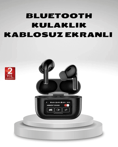 Aktif Gürültü Engelleme (ANC) Kablosuz Bluetooth Kulaklık – Dijital Ekranlı, Dokunmatik ve Uzun Pil Ömürlü