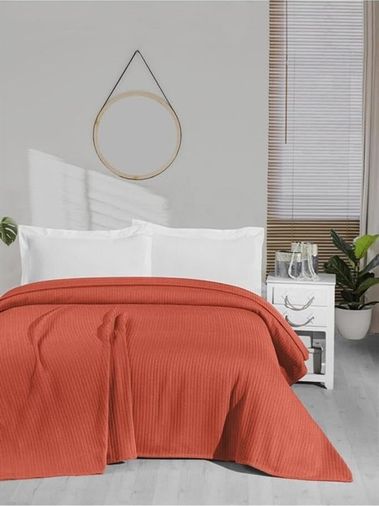 Ala Bianca 57855210126094880184975 Örgü Pike Tek Kişilik%100 Pamuk 170X240 Cm Kiremit Açik Gri
