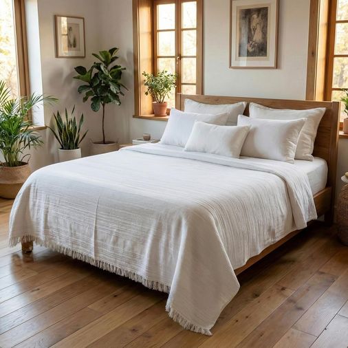 Ala Bianca 57855210126116480184975 Kanepe, Koltuk Ve Yatak Örtüsü - 240X260 Cm - Bambuviskon Kumaş - Nefes Alır Ve Yakmaz - Oturma Odası Ve Yatak Odası Dekorasyonu - Hafif Yazlık Battaniye - Ekru Açik Gri