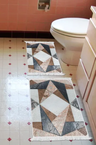 ALANUR E5028-sckl-k-klozet Home Kaymaz Taban Djt Klozet Takımı Trend Saçaklı Geometrik E5028 Renkli