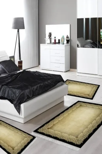 Alanur Home 1674-yatak-3-pcs-K-S Eko Trend Djt Yıkanabilir Kaymaz Taban 3 Lü Yatak Odası Takımı 1674 Modern Kahve