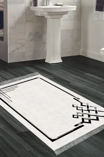Alanur Home 1919-Trend-Banyo Eko Trend Djt Banyo Paspası Yıkanabilir Kaymaz Taban 1919 Modern Gri Siyah