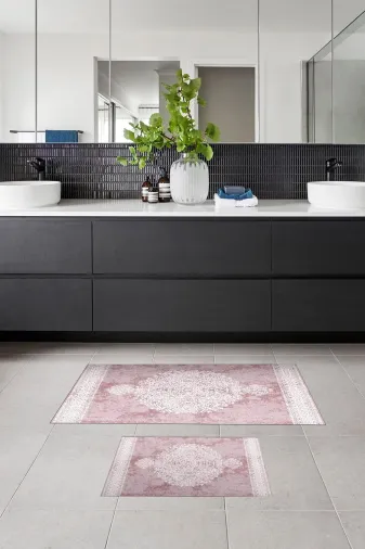 Alanur Home 510602 Alanur Trend Kaymaz Taban Dijital Banyo Takımı Beyaz Pudra