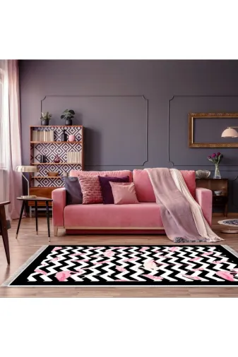 Alanur Home 520613-G-Pembe Alanur Trend Kaymaz Dod Tabanlı Genç Odası Dijital Halı Pembe