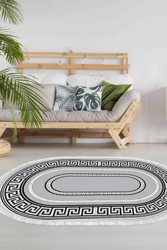 Alanur Home 651M-Trend-Oval Eko Trend Djt Halı Yıkanabilir Kaymaz Taban 651M Oval Modern Gri
