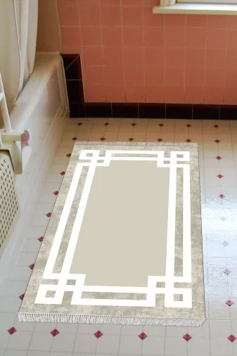 Alanur Home 657M-Trend-Banyo Eko Trend Djt Banyo Paspası Yıkanabilir Kaymaz Taban 657M Modern Camel
