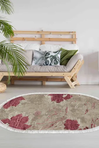 Alanur Home 660M-Trend-Oval Eko Trend Djt Halı Yıkanabilir Kaymaz Taban 660M Oval Suluboya Pudra