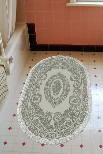 Alanur Home 747-Trend-Banyo-Oval Eko Trend Djt Banyo Paspası Yıkanabilir Kaymaz Taban 747 Oval Klasik Gri