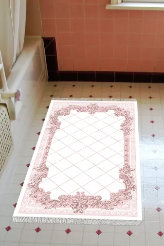 Alanur Home 748-Trend-Banyo Eko Trend Djt Banyo Paspası Yıkanabilir Kaymaz Taban 748 Modern Pudra