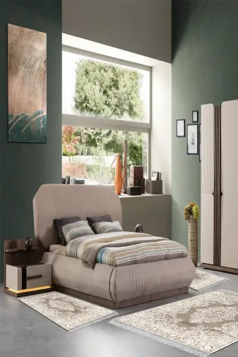 Alanur Home 762-yatak-3-pcs-K-S Eko Trend Djt Yıkanabilir Kaymaz Taban 3 Lü Yatak Odası Takımı 762 Osmanli Vizon