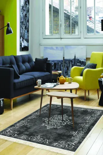 Alanur Home 900616 Alanur Star Kaymaz Pamuk Tabanlı Saçaklı Dijital Halı