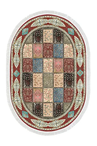 Alanur Home 900631-P-S-Oval Alanur Star Pamuk Tabanlı Saçaklı Dijital Halı Oval Multi?