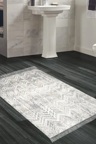 Alanur Home Al1107-Trend-Banyo Eko Trend Djt Banyo Paspası Yıkanabilir Kaymaz Taban Al1107 Iskandinav Gri