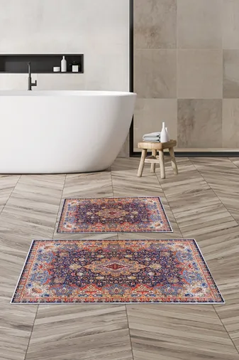 Alanur Home Alanur Trend Kaymaz Taban Dijital Banyo Takımı Kt435 Mavi