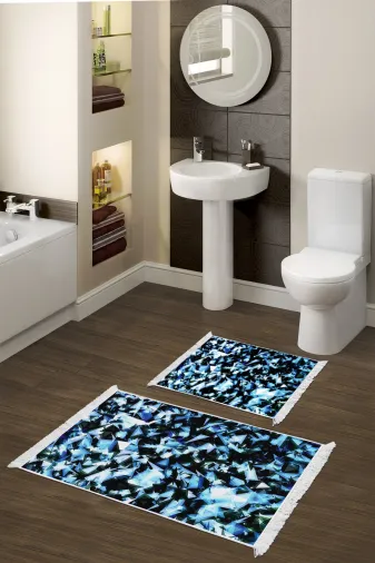 Alanur Home E5012-sckl-k-klozet Kaymaz Taban Djt Klozet Takımı Trend Saçaklı Geometrik E5012 Mavi