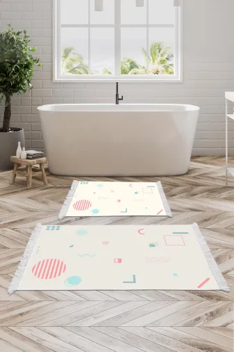 Alanur Home E5015-sckl-p-klozet Kaymaz Taban Djt Klozet Takımı Star Pamuk Saçaklı Geometrik E5015 Beyaz