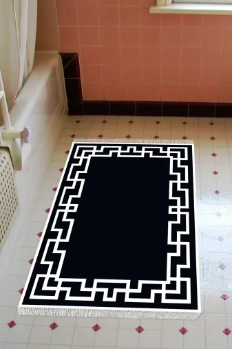 Alanur Home F5035-Trend-Banyo Eko Trend Djt Banyo Paspası Yıkanabilir Kaymaz Taban F5035 Modern Siyah