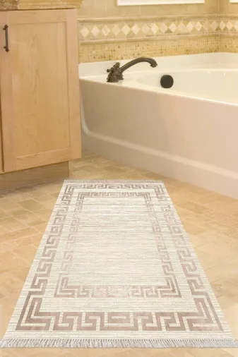 Alanur Home F5036-Trend-Banyo Eko Trend Djt Banyo Paspası Yıkanabilir Kaymaz Taban F5036 Modern Bej
