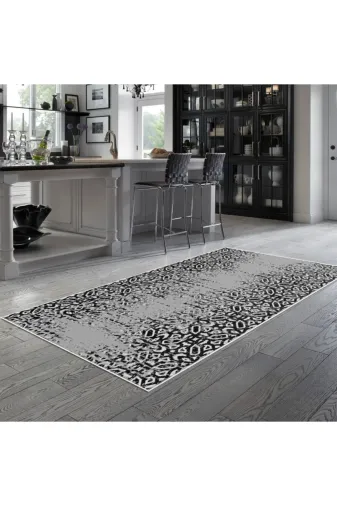Alanur Home Mu123-K-Gri Alanur Trend Keçe Tabanlı Mutfak Halı Mu123 Gri