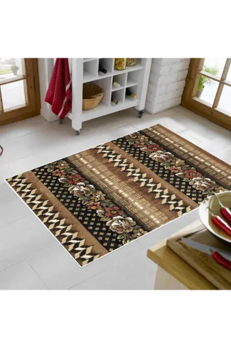 Alanur Home Mu127-K-Kahve Alanur Trend Keçe Tabanlı Mutfak Halı Mu127 Kahve