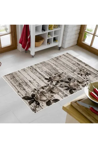 Alanur Home Mu13-K-Kahve Alanur Trend Keçe Tabanlı Mutfak Halı Mu13 Kahve