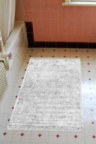 Alanur Home Mu134-Trend-Banyo Eko Trend Djt Banyo Paspası Yıkanabilir Kaymaz Taban Mu134 Modern Gri
