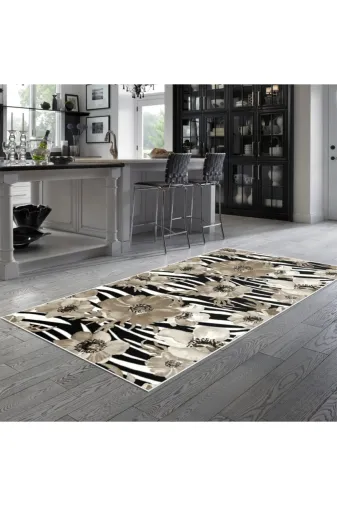 Alanur Home Mu135-K-Bej Alanur Trend Keçe Tabanlı Mutfak Halı Mu135 Bej