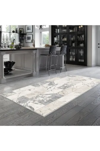 Alanur Home Mu183-K-Gri Alanur Trend Keçe Tabanlı Mutfak Halı Mu183 Gri