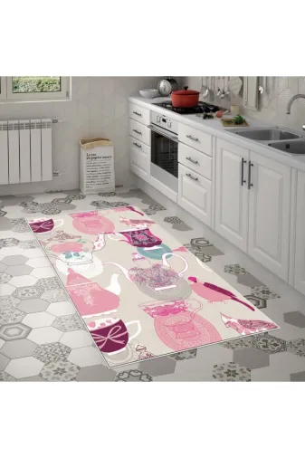 Alanur Home Mu187-K-Bordo Alanur Trend Keçe Tabanlı Mutfak Halı Mu187 Bordo