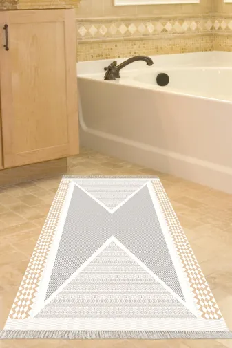 Alanur Home P1526-Trend-Banyo Eko Trend Djt Banyo Paspası Yıkanabilir Kaymaz Taban P1526 Modern Krem