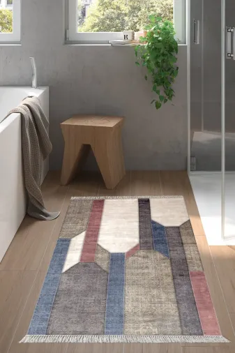 Alanur Home S6505-Trend-Banyo Eko Trend Djt Banyo Paspası Yıkanabilir Kaymaz Taban S6505 Modern Renkli
