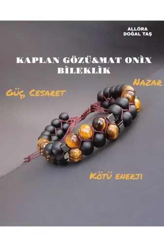 ALLORA DOĞALTAŞ Allora243 Doğal Taş Kaplan Gözü &onix Taşı Bileklik