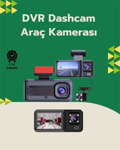 Ally 125825605 Tam Kapsamlı Araç Güvenliği: 3 Kameralı Full Hd Kayıt Sistemi İle Ön İç Ve Arka Görüş