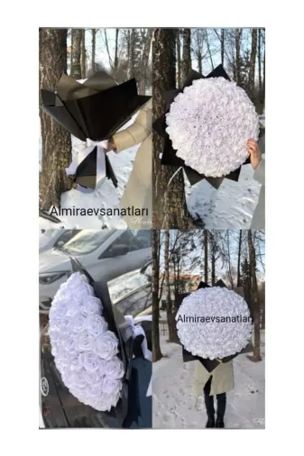 almiraevsanatları solmayan gül buketi beyaz321 Solmayan Gül Buketi Beyaz