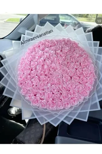 almiraevsanatları solmayan gül buketi toz pembe6230 Solmayan Gül Buketi Toz Pembe 100 Adet