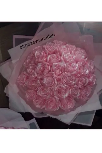 almiraevsanatları solmayan gül buketi876 Solmayan Gül Buketi Toz Pembe 30 Lu