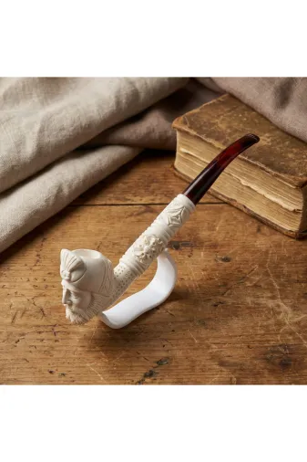 Altınışık Lületaşı dop20278019igo El Oyması Lületaşı Osmanlı Paşa Figürlü, Çiçek Motifli Pipo 21,5 Cm Akrilik Ağızlıklı Koleksiyonluk