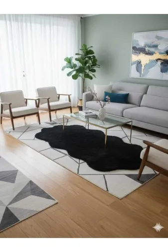 ALTUN CARPET ESTRDYFUH Modern Siyah Çift Kafa Post Pelüş Kaymaz Taban Halidan Yapilmakta 12Ml Hav Yüksekliği 2 Cm Kalinlik