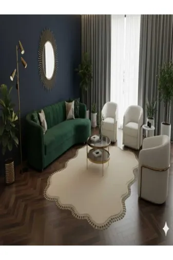 ALTUN CARPET SRJYTDUTILYOŞUPİIK Modern Saçakli Pelüş Kayma Jel Taban Hali Salon Halisi Ve Koridor Halisi